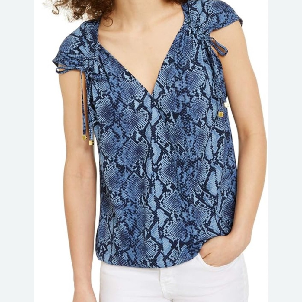 Michael Kors Blue Snake Print Blouse